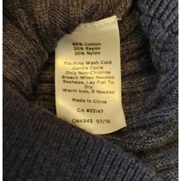 Country Cabin Core Talbots turtleneck sweater Ribbed Denim Blue Stretch - Picture 6 of 6